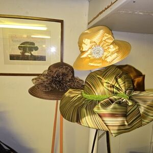 Elegant Women's Hat Collection - Gold, Brown, and Green